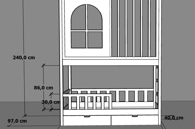 Etagenbett, Kinderbett Stella mit Gitterschutz und Leiter - Kubuk Moebel