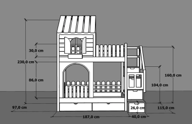 Hausbett, Etagenbett, Kinderbett PIKO mit Treppe - Kubuk Moebel Hausbett, Etagenbett, Kinderbett PIKO mit Treppe - Kubuk Moebel
