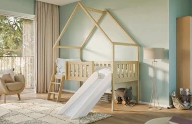 Etagenbett, Spielbett ANGEL mit Rutsche - Kubuk Moebel