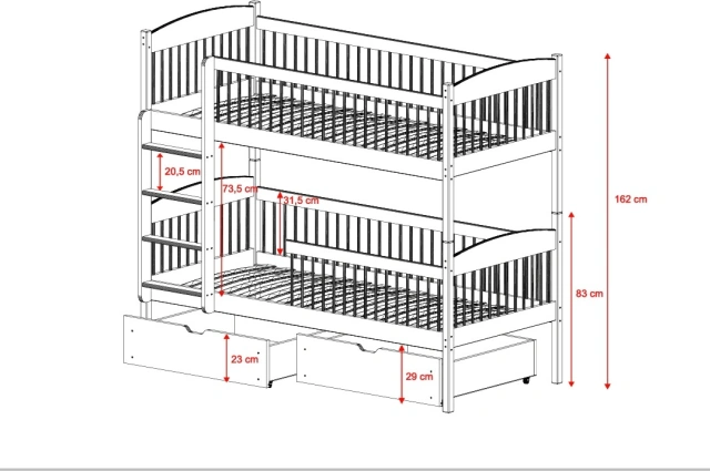 Etagenbett, Kinderbett WERA - Kubuk Moebel