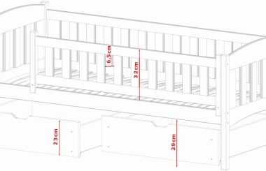 Einzelbett, Kinderbett GUCIO mit Schubladen - Kubuk Moebel