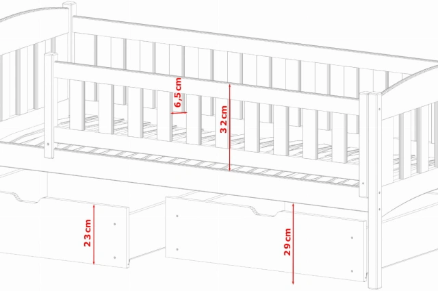 Einzelbett, Kinderbett GUCIO mit Schubladen - Kubuk Moebel