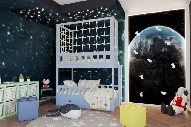 Etagenbett, Kinderbett RICO mit Leiter und Schnurnetz - Kubuk Moebel Etagenbett, Kinderbett RICO mit Leiter und Schnurnetz - Kubuk Moebel