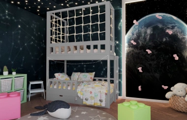 Etagenbett, Kinderbett RICO mit Leiter und Schnurnetz - Kubuk Moebel Etagenbett, Kinderbett RICO mit Leiter und Schnurnetz - Kubuk Moebel