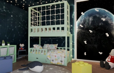 Etagenbett, Kinderbett RICO mit Leiter und Schnurnetz - Kubuk Moebel Etagenbett, Kinderbett RICO mit Leiter und Schnurnetz - Kubuk Moebel