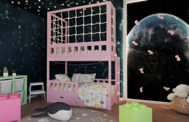 Etagenbett, Kinderbett RICO mit Leiter und Schnurnetz - Kubuk Moebel Etagenbett, Kinderbett RICO mit Leiter und Schnurnetz - Kubuk Moebel