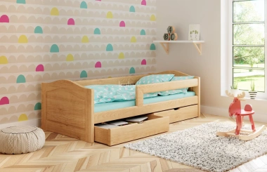 Einzelbett, Ausziehbett, Kinderbett aus massivem Fichtenholz STERN - Kubuk Moebel Einzelbett, Ausziehbett, Kinderbett aus massivem Fichtenholz STERN - Kubuk Moebel