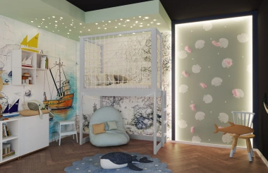 Etagenbett, Kinderbett ROBIN mit Leiter und Schnurnetz - Kubuk Moebel Etagenbett, Kinderbett ROBIN mit Leiter und Schnurnetz - Kubuk Moebel