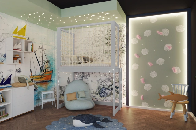 Etagenbett, Kinderbett ROBIN mit Leiter und Schnurnetz - Kubuk Moebel Etagenbett, Kinderbett ROBIN mit Leiter und Schnurnetz - Kubuk Moebel