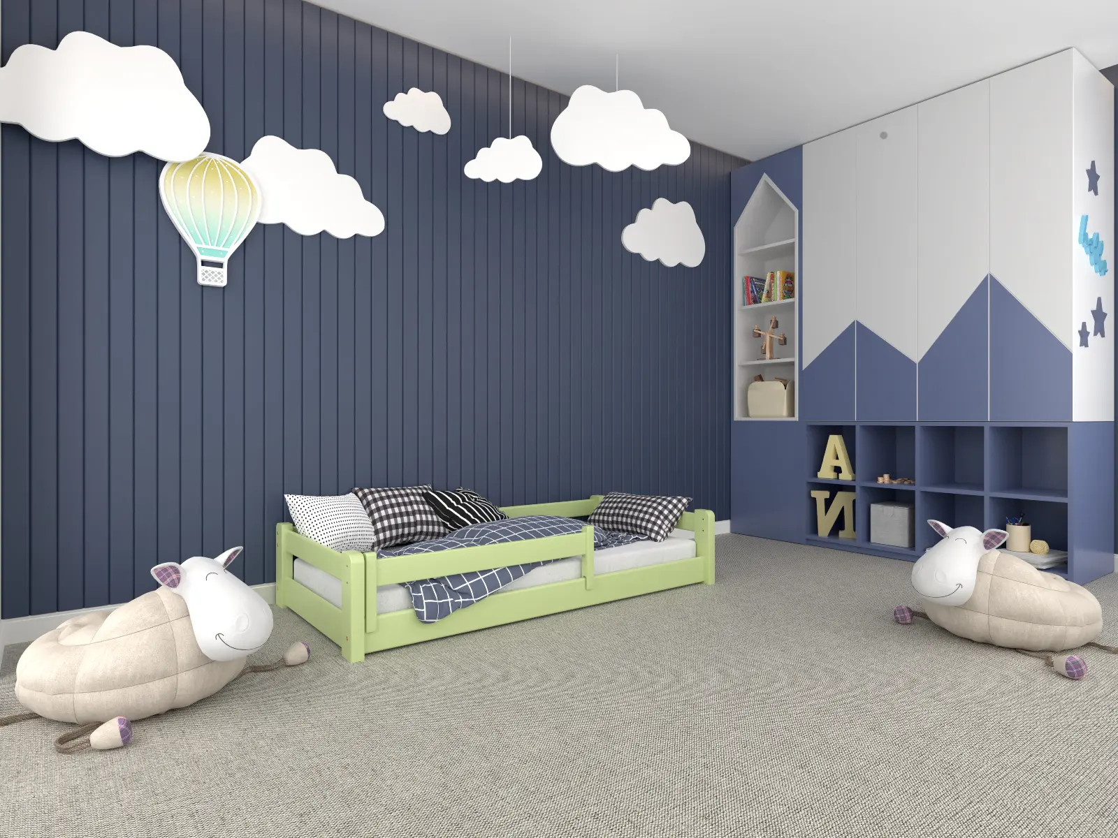 Einzelbett, Kinderbett MINI mit Bettgitter - Kubuk Moebel