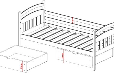 Einzelbett, Kinderbett TERRY mit Schubladen - Kubuk Moebel