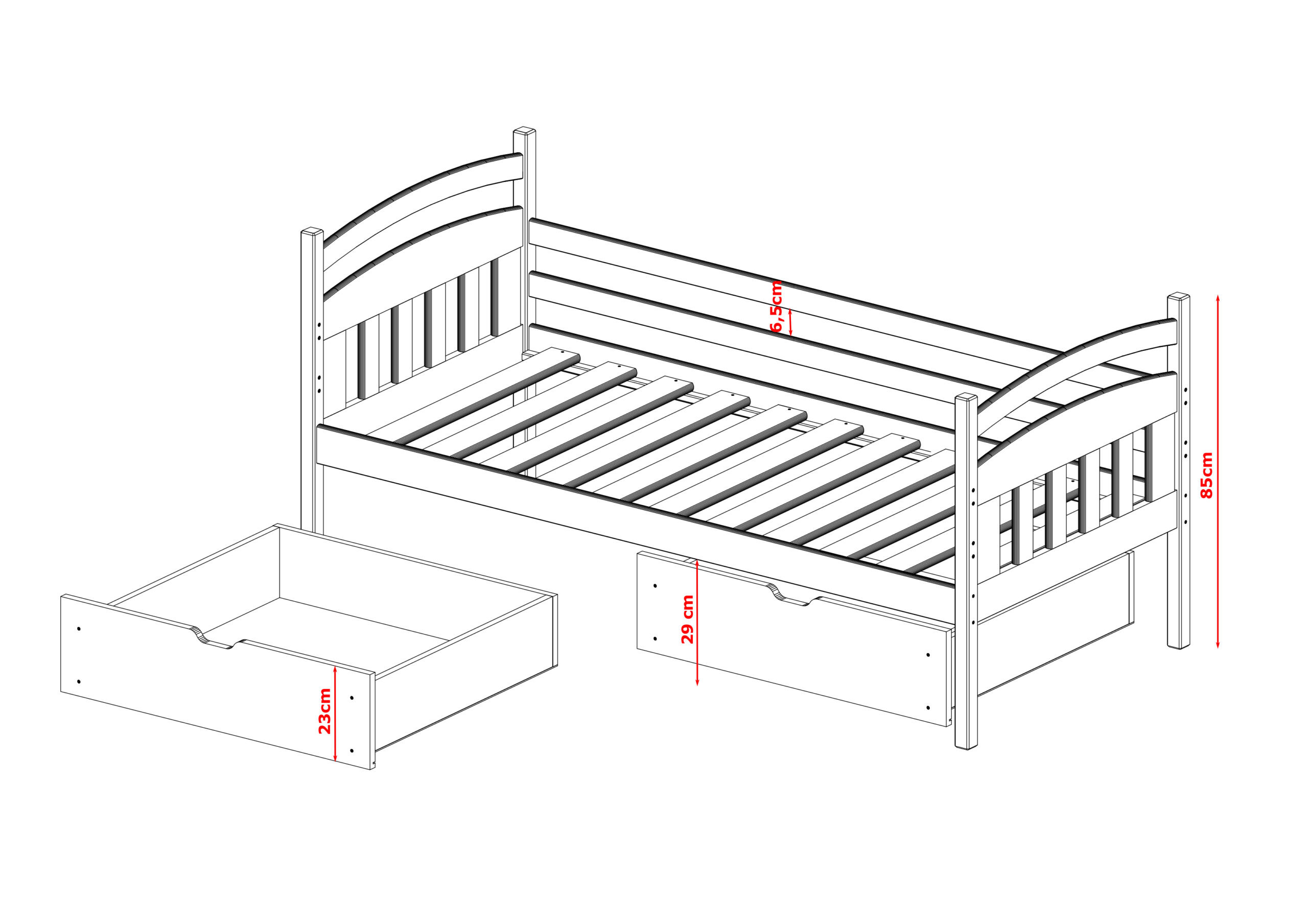 Einzelbett, Kinderbett TERRY mit Schubladen - Kubuk Moebel