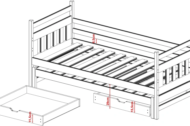 Ausziehbett, Kinderbett, Doppelbett DANIEL - Kubuk Moebel