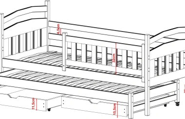 Ausziehbett, Kinderbett, Doppelbett GALAXY - Kubuk Moebel