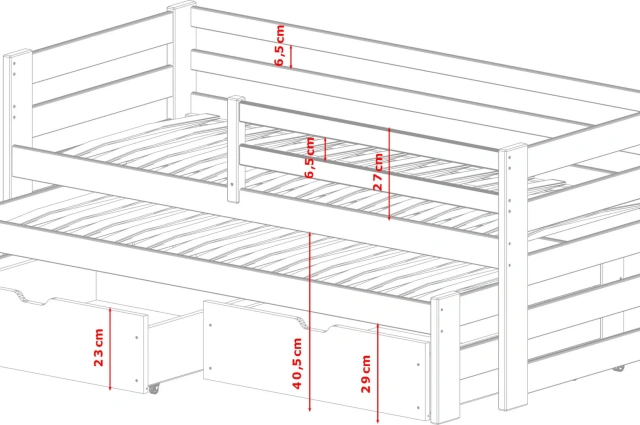 Ausziehbett, Kinderbett, Doppelbett KUBUS - Kubuk Moebel