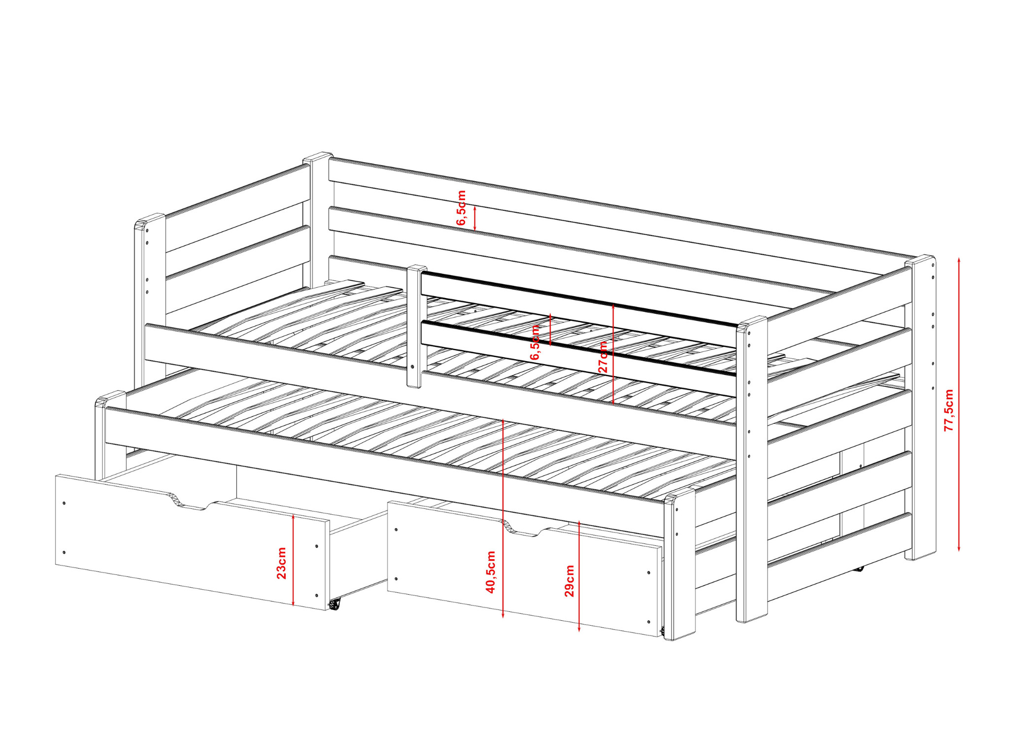 Ausziehbett, Doppelbett, Kinderbett SENSO - Kubuk Moebel