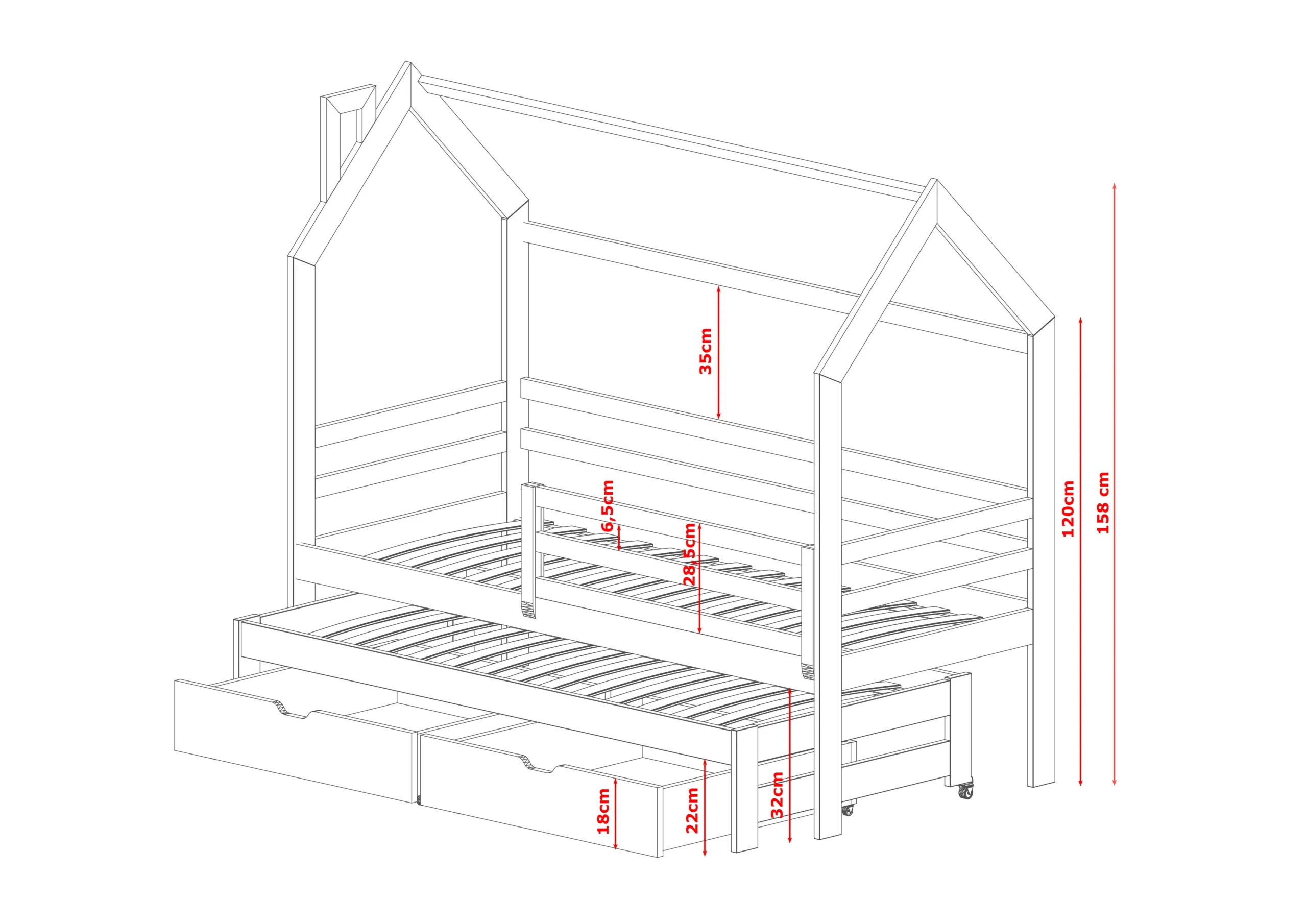 Hausbett, Kinderbett, Ausziehbett DISNEY - Kubuk Moebel