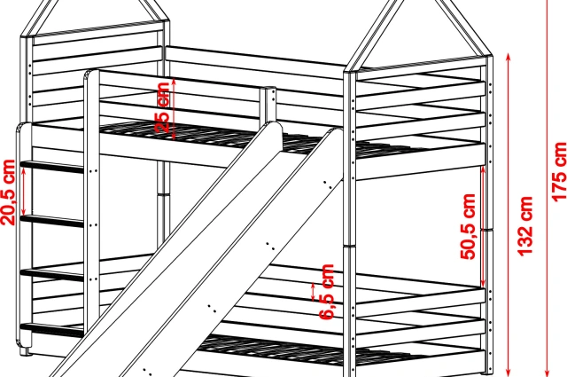 Etagenbett, Spielbett Play mit Rutsche - Kubuk Moebel