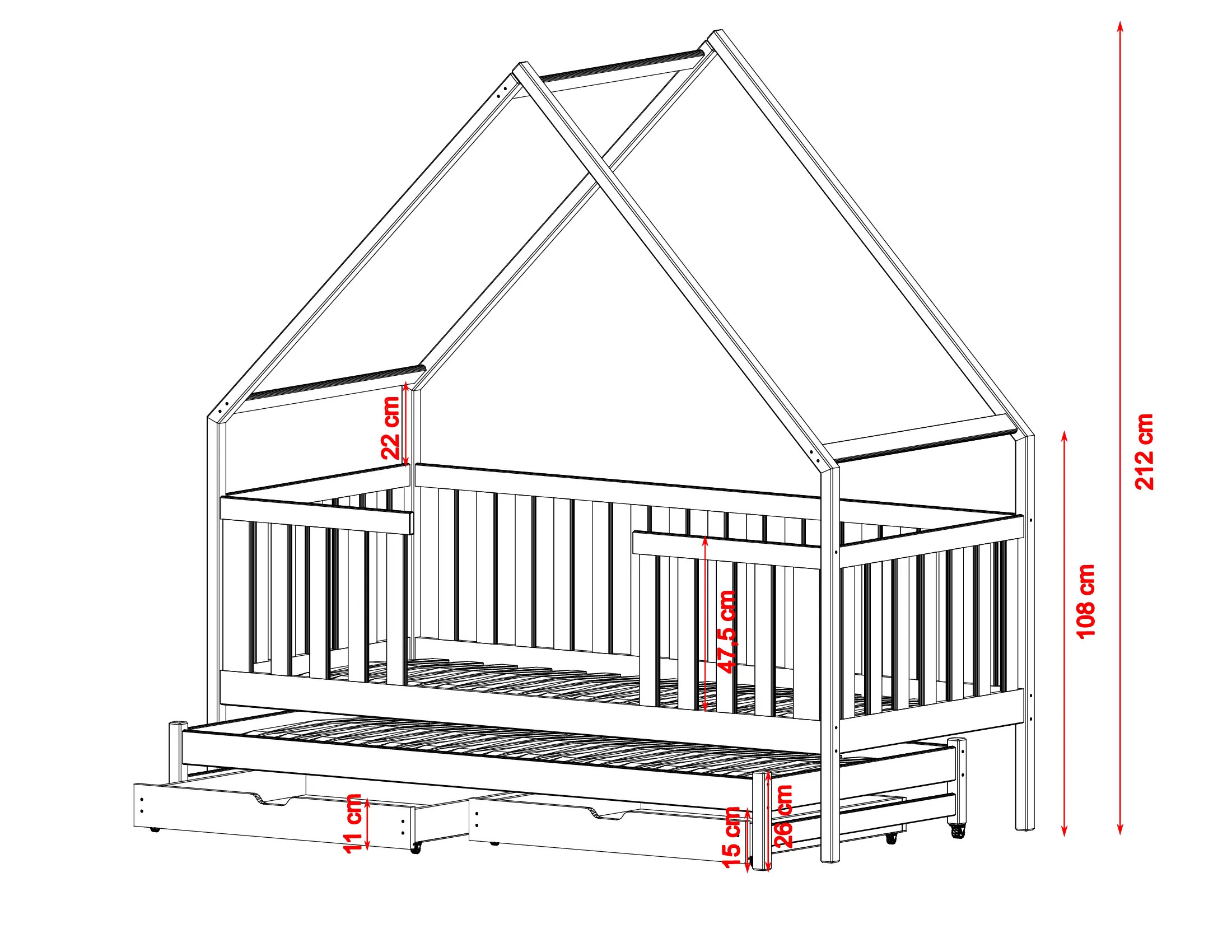 Hausbett Ausziehbett MAGIC - Kubuk Moebel