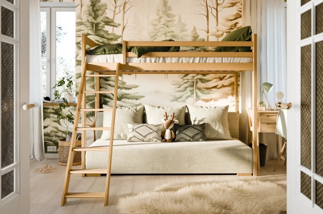 Hochbett, Kinderbett mit Schlafsofa SOFINO - Kubuk Moebel