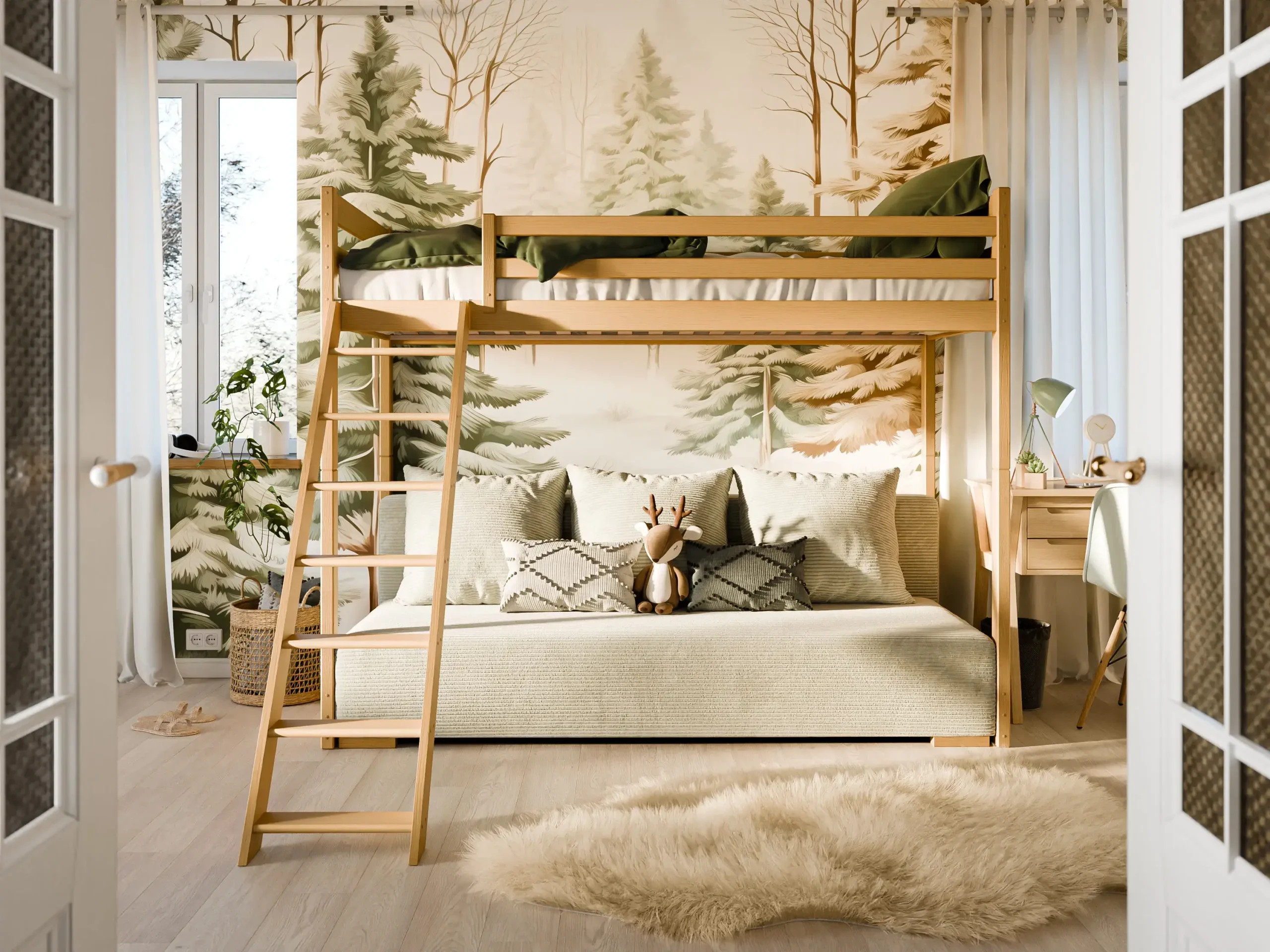 Hochbett, Kinderbett mit Schlafsofa SOFINO - Kubuk Moebel