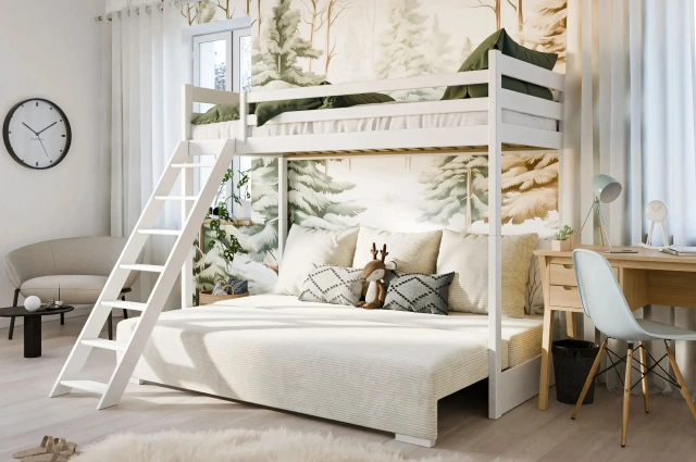 Hochbett, Kinderbett mit Schlafsofa SOFINO - Kubuk Moebel