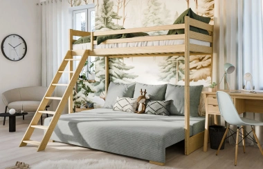 Hochbett, Kinderbett mit Schlafsofa SOFINO - Kubuk Moebel