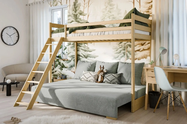 Hochbett, Kinderbett mit Schlafsofa SOFINO - Kubuk Moebel