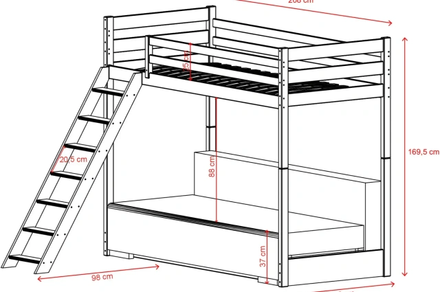 Hochbett, Kinderbett mit Schlafsofa SOFINO - Kubuk Moebel
