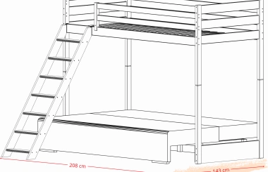 Hochbett, Kinderbett mit Schlafsofa SOFINO - Kubuk Moebel