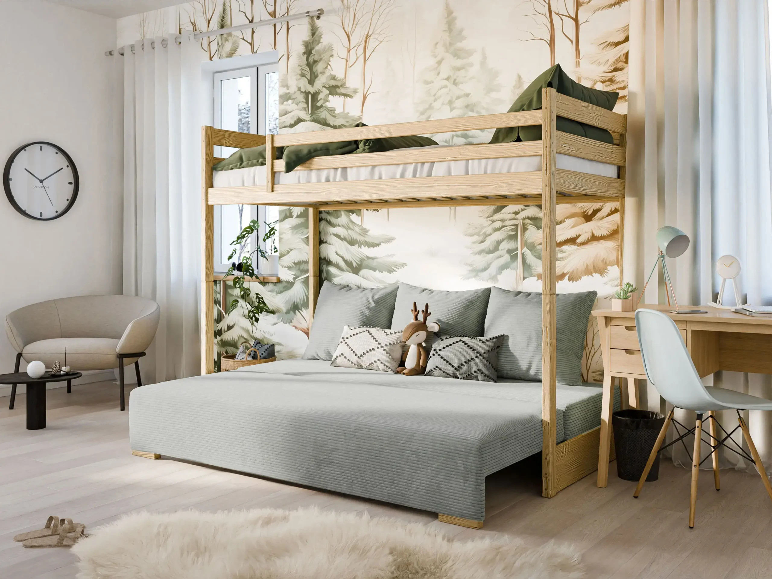 Hochbett, Kinderbett mit Schlafsofa SOFINO - Kubuk Moebel