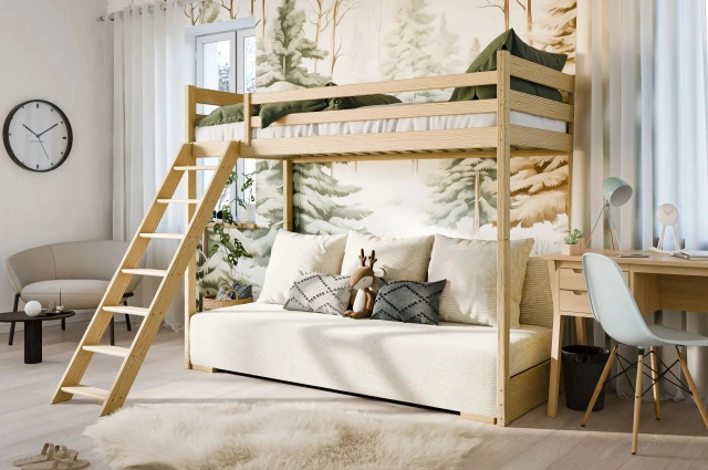 Hochbett, Kinderbett mit Schlafsofa SOFINO - Kubuk Moebel