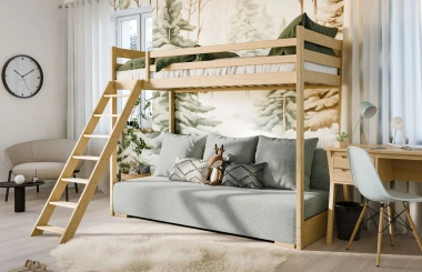 Hochbett, Kinderbett mit Schlafsofa SOFINO - Kubuk Moebel