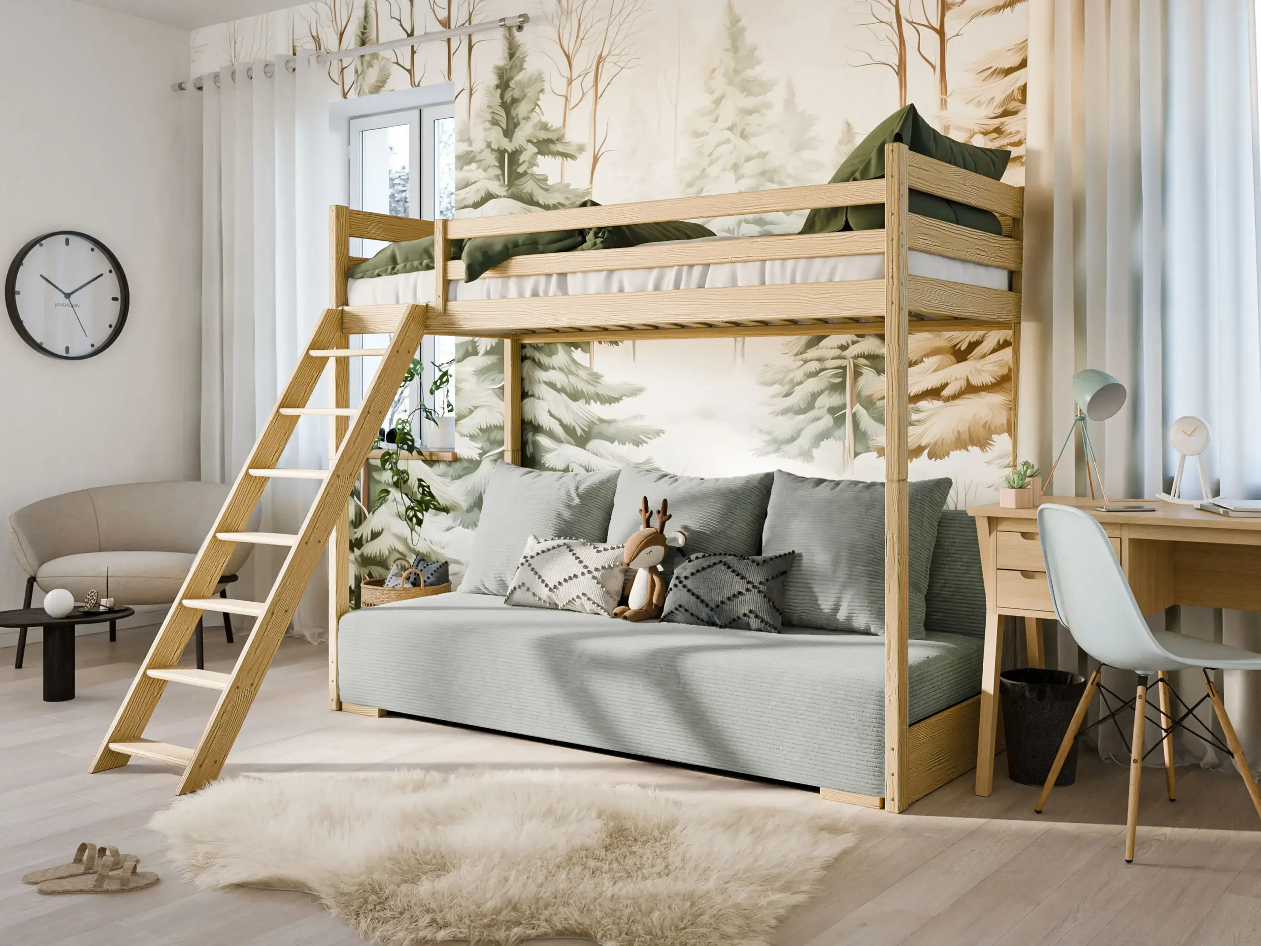 Hochbett, Kinderbett mit Schlafsofa SOFINO - Kubuk Moebel