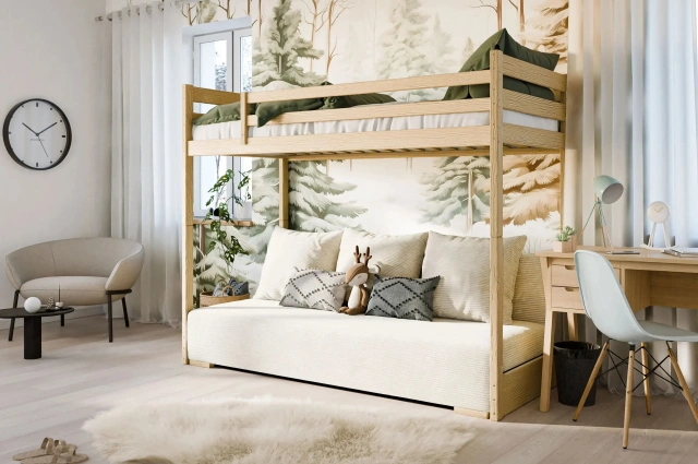 Hochbett, Kinderbett mit Schlafsofa SOFINO - Kubuk Moebel