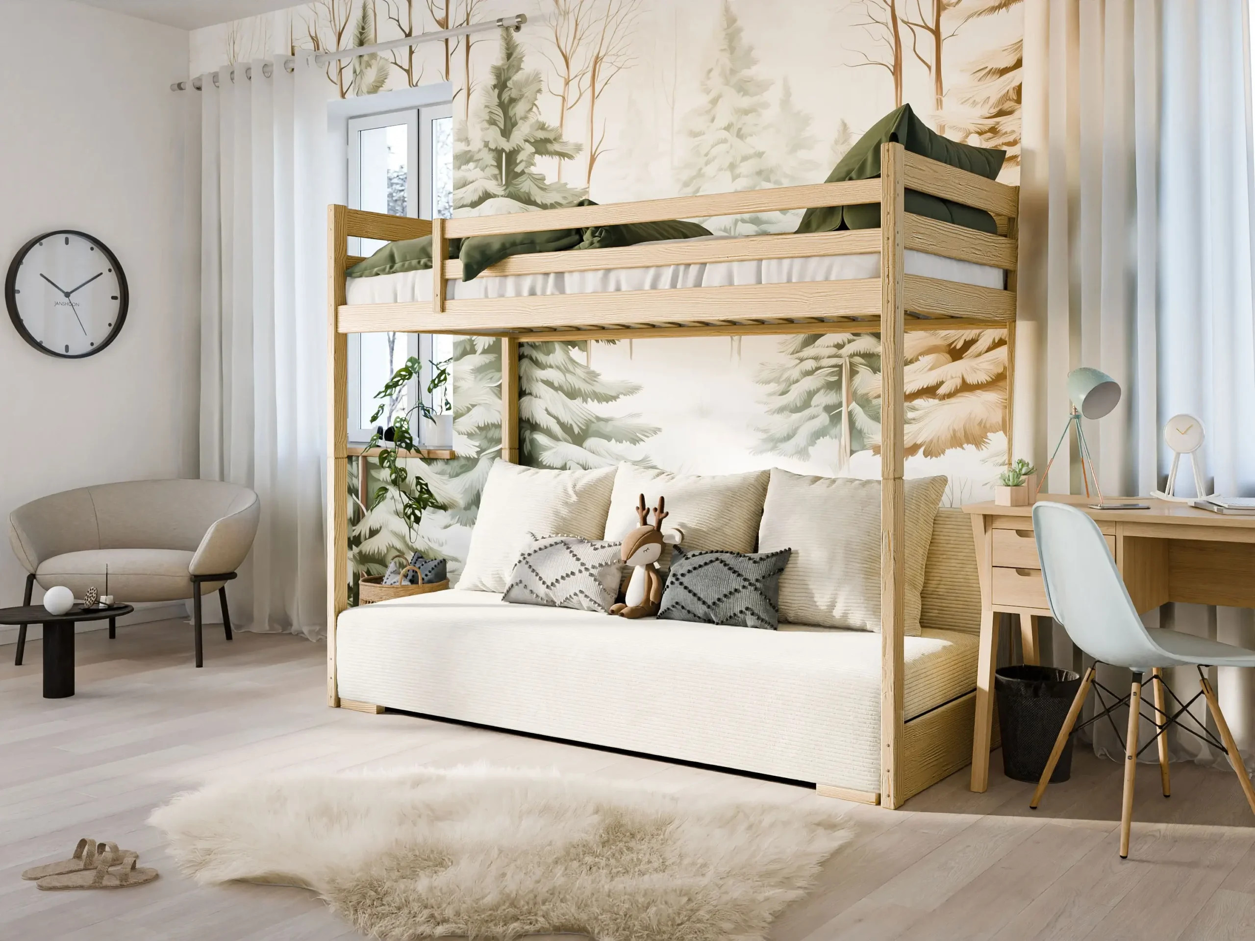 Hochbett, Kinderbett mit Schlafsofa SOFINO - Kubuk Moebel