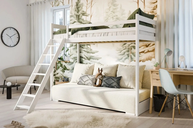 Hochbett, Kinderbett mit Schlafsofa SOFINO - Kubuk Moebel