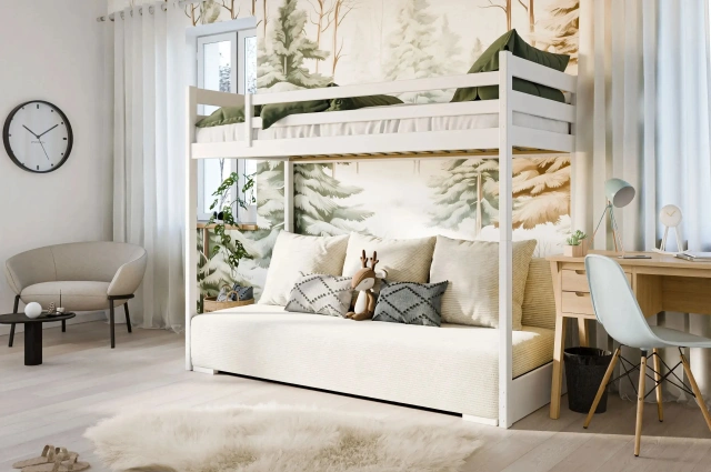 Hochbett, Kinderbett mit Schlafsofa SOFINO - Kubuk Moebel