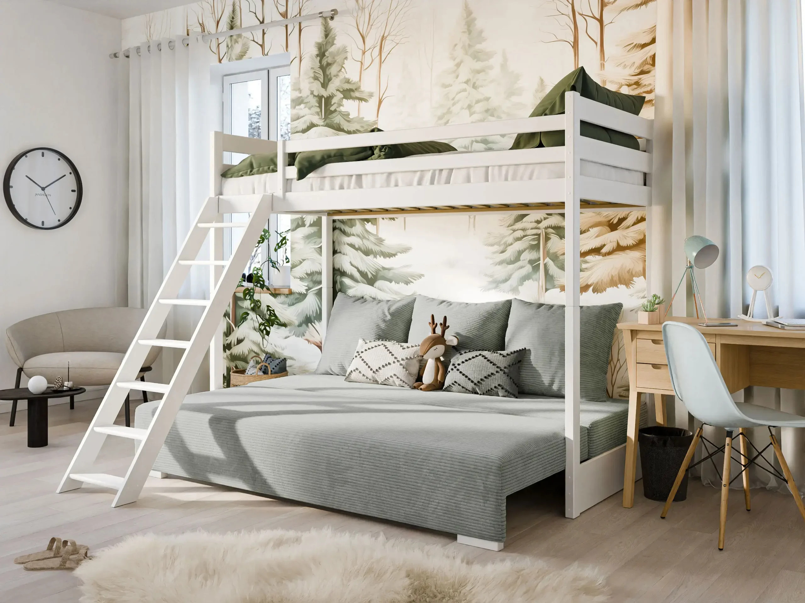 Hochbett, Kinderbett mit Schlafsofa SOFINO - Kubuk Moebel