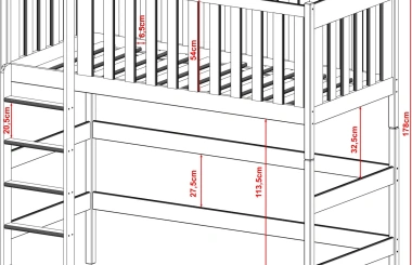 Hochbett, Kinderbett LARA - Kubuk Moebel