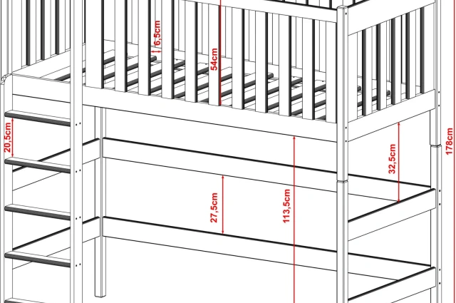 Hochbett, Kinderbett LARA - Kubuk Moebel