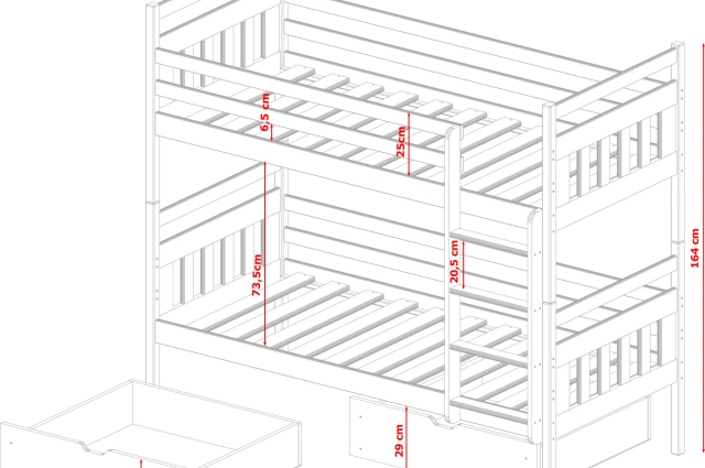 Etagenbett, Kinderbett ADAS - Kubuk Moebel