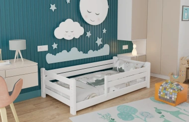 Einzelbett, Kinderbett MINI PLUS mit Bettgitter - Kubuk Moebel