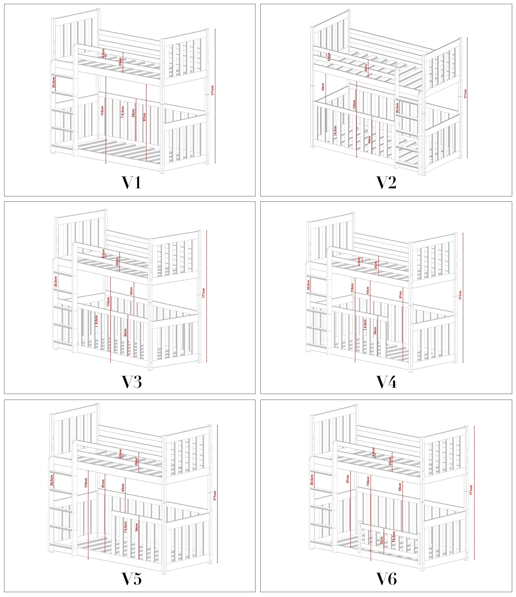 Etagenbett, Kinderbett CRIS - Kubuk Moebel