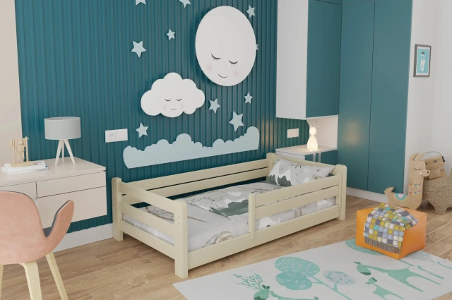 Einzelbett, Kinderbett MINI PLUS mit Bettgitter - Kubuk Moebel