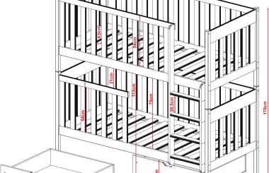 Etagenbett, Kinderbett DAVID mit Schubladen - Kubuk Moebel