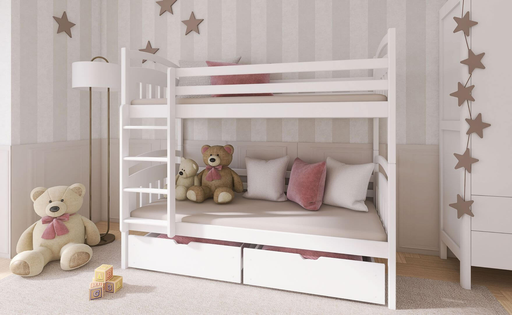 Etagenbett, Kinderbett GABI mit Schubladen - Kubuk Moebel