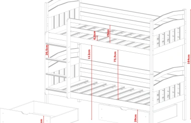 Etagenbett, Kinderbett GABI mit Schubladen - Kubuk Moebel