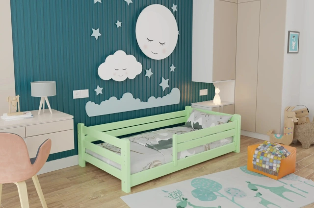 Einzelbett, Kinderbett MINI PLUS mit Bettgitter - Kubuk Moebel