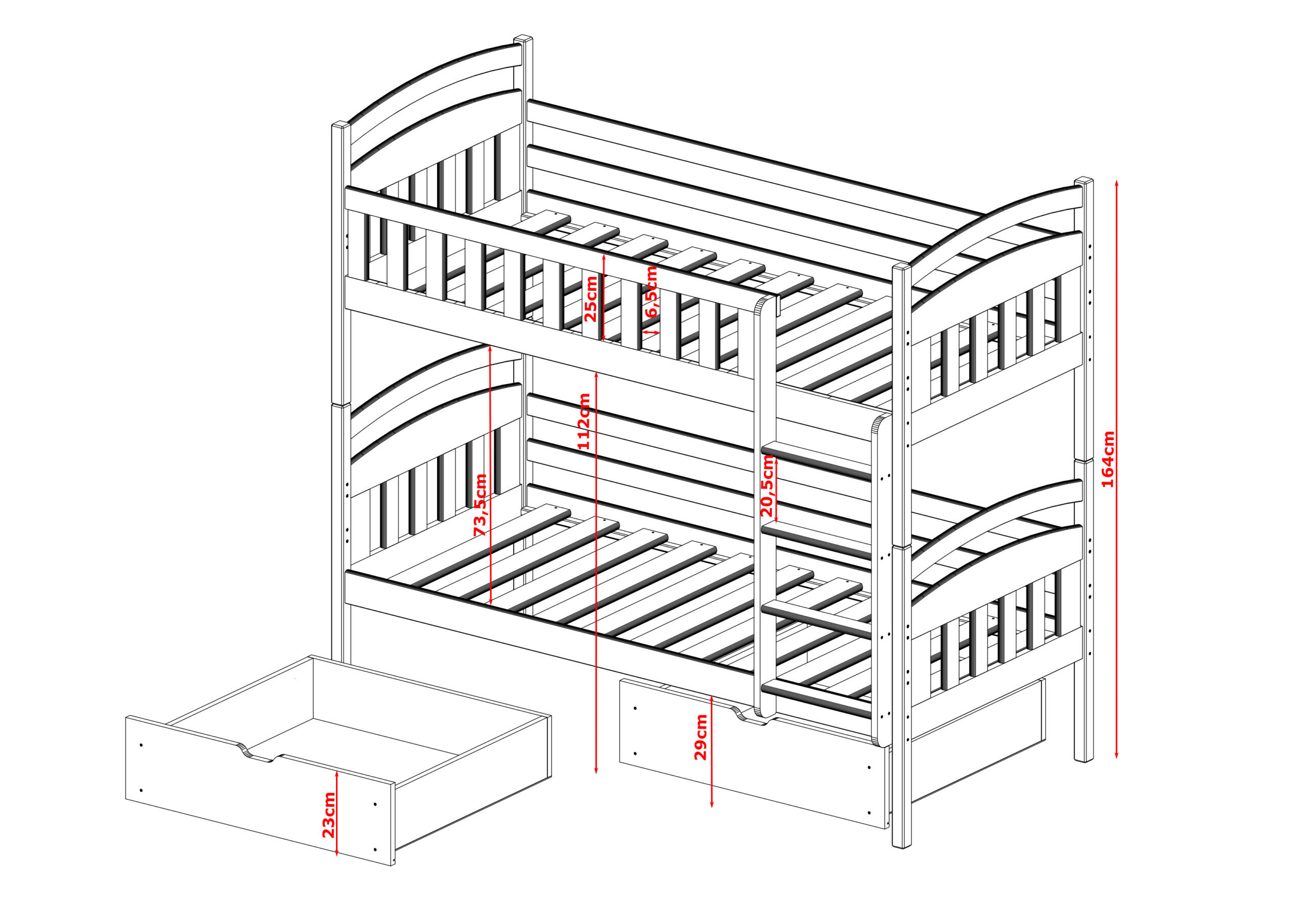 Etagenbett, Kinderbett IGNAS mit Schubladen - Kubuk Moebel Etagenbett, Kinderbett IGNAS mit Schubladen - Kubuk Moebel